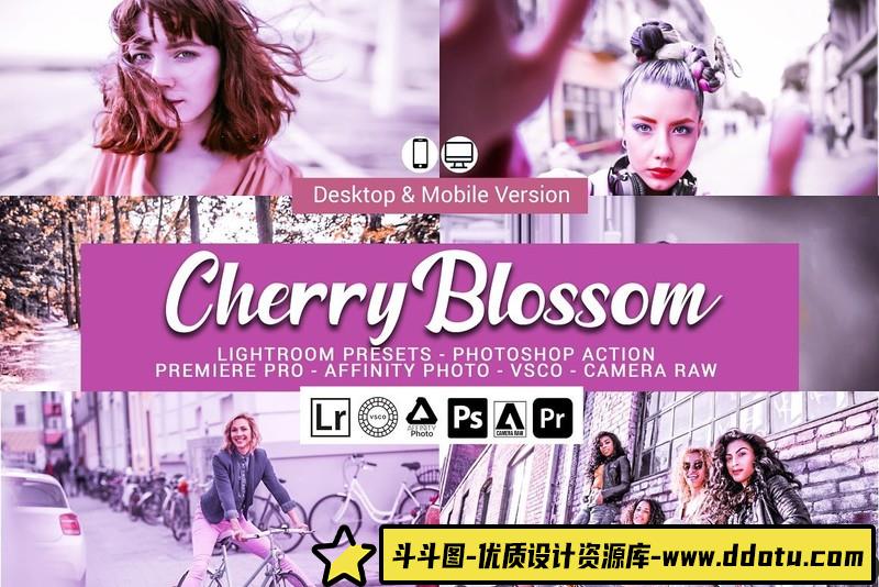[旅拍LR预设]外拍人像浪漫樱花色调Lightroom预设-斗斗图
