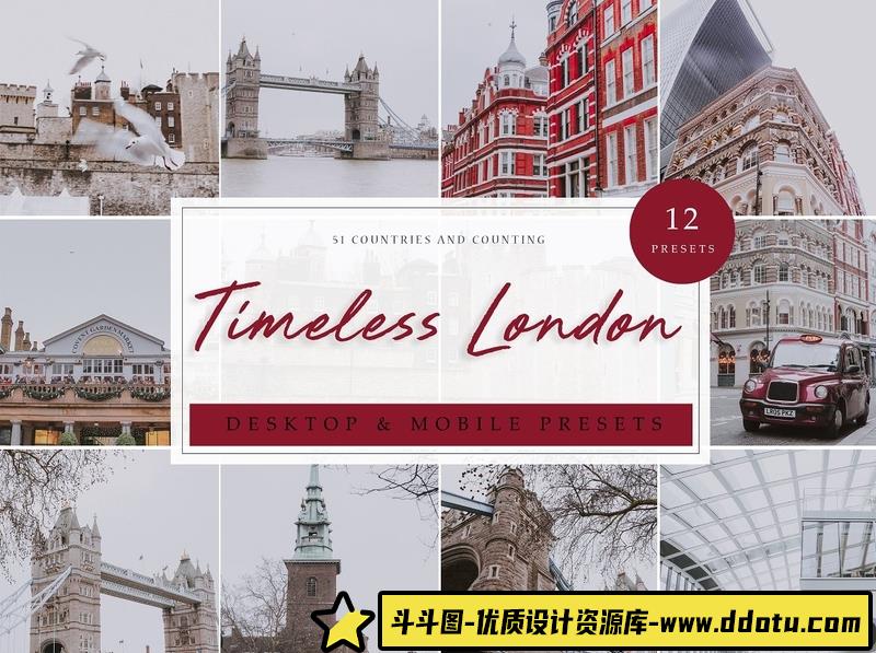 [旅拍LR预设]永恒伦敦旅拍伦敦建筑英伦风预设Lightroom Presets Timeless London-斗斗图