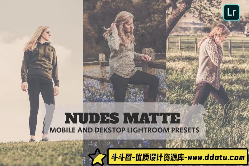 人像LR预设磨砂复古电影人像后期调色预设lr预设ps滤镜pr调色lightroom人像lut插件-斗斗图