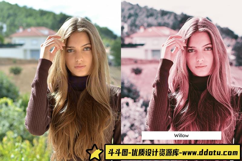 人像LR预设20个复古玫瑰色调预设+预设20lr预设ps滤镜pr调色lightroom人像lut插件