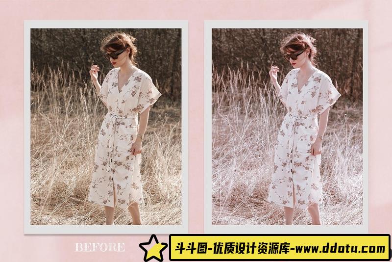 人像LR预设粉红玫瑰金通透人像预设+滤镜lr预设ps滤镜pr调色lightroom人像lut插件