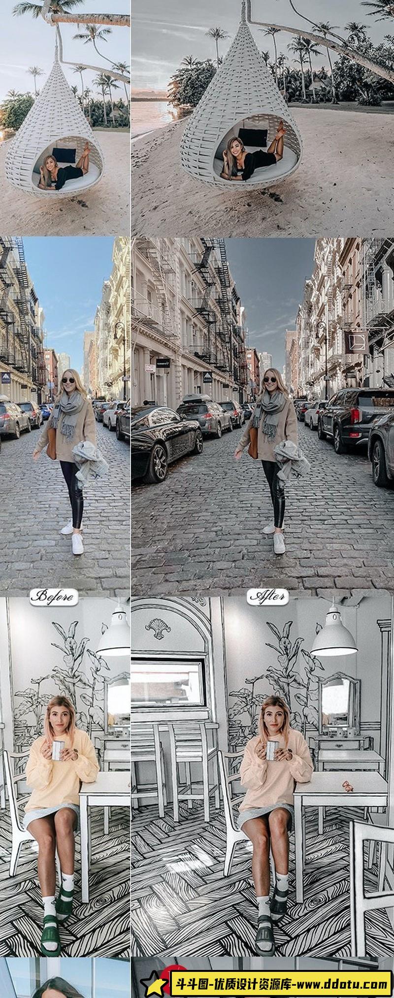 人像LR预设风简约轻奢高级灰色调lr预设ps滤镜pr调色lightroom人像lut插件