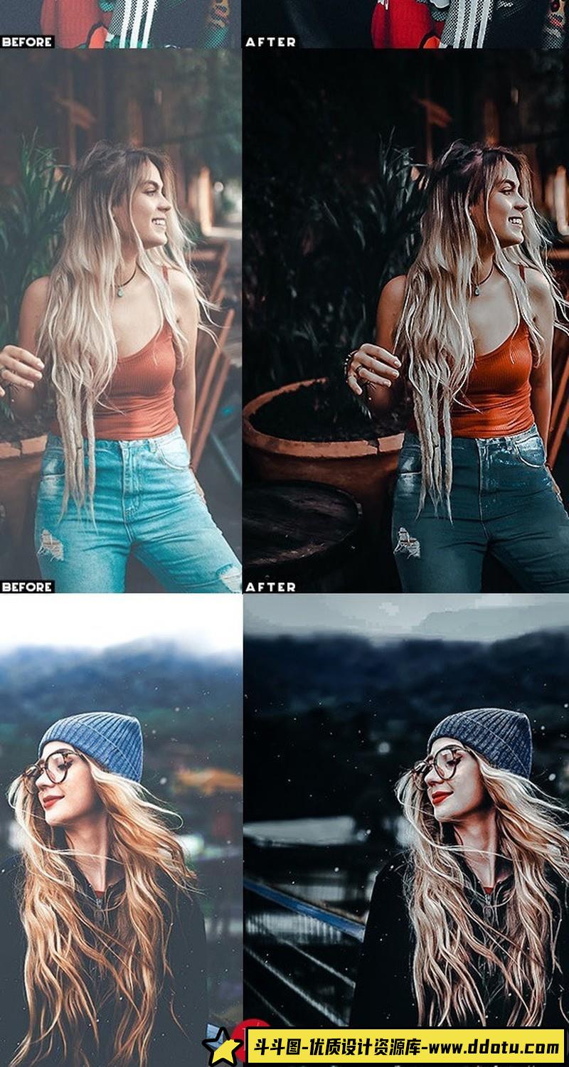 人像LR预设风旅拍城市黑暗情绪黑金胶片风格电影人像预设lr预设ps滤镜pr调色lightroom人像lut插件