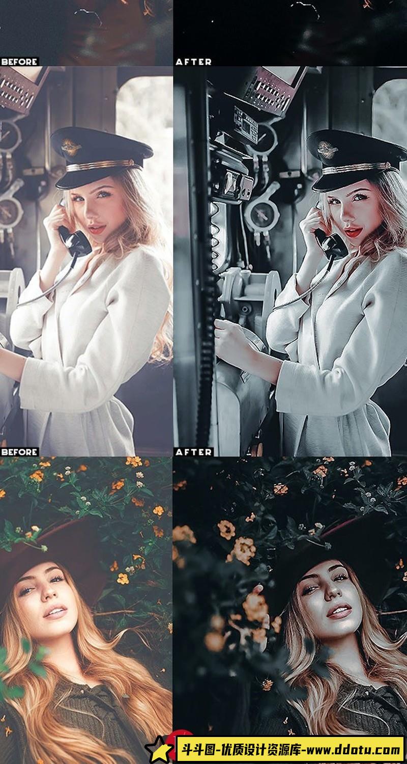 人像LR预设风旅拍城市黑暗情绪黑金胶片风格电影人像预设lr预设ps滤镜pr调色lightroom人像lut插件