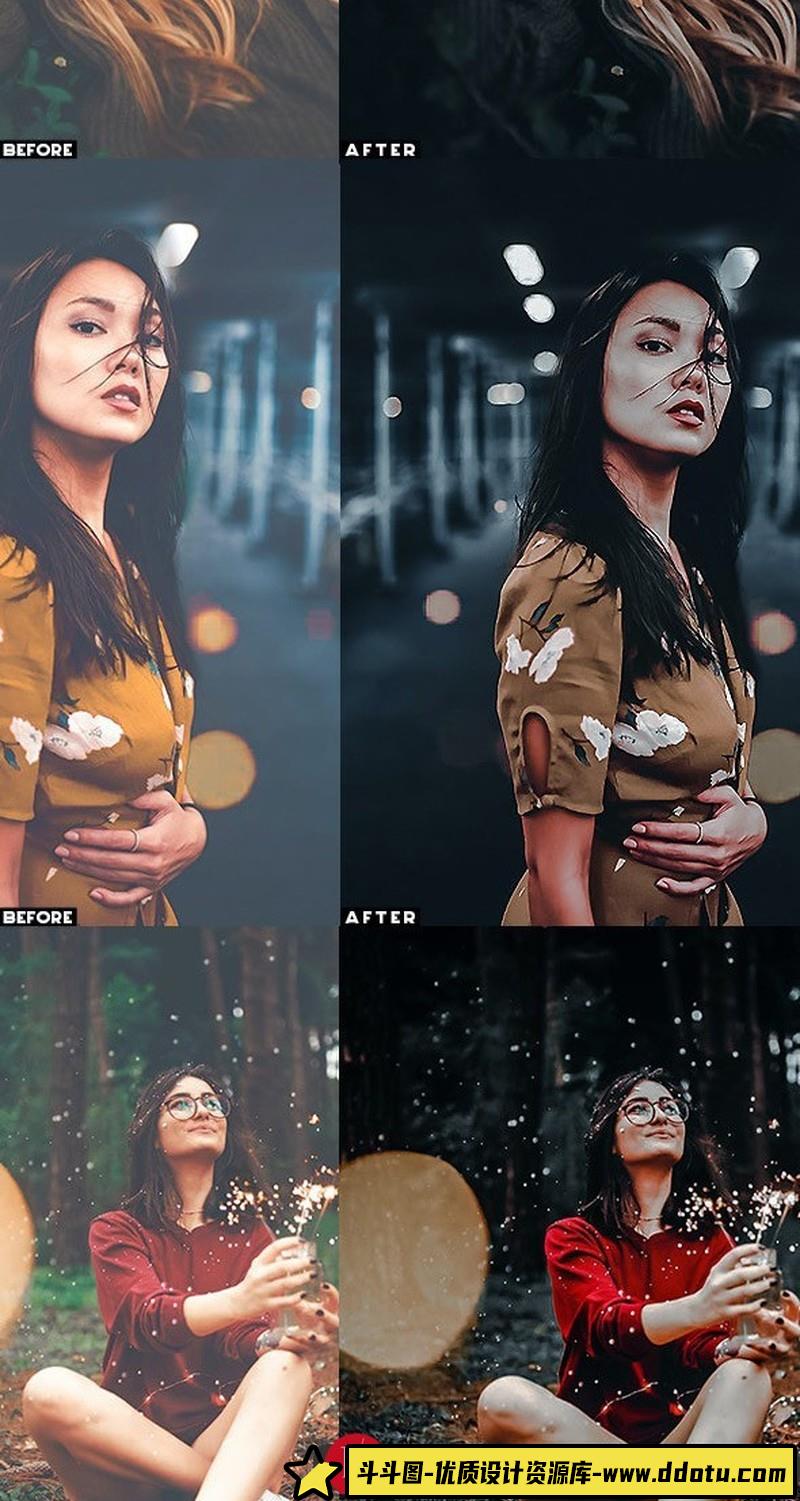 人像LR预设风旅拍城市黑暗情绪黑金胶片风格电影人像预设lr预设ps滤镜pr调色lightroom人像lut插件