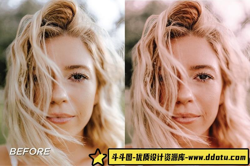 人像LR预设风时尚玫瑰粉色调人像预设+移动调色滤镜lr预设ps滤镜pr调色lightroom人像lut插件