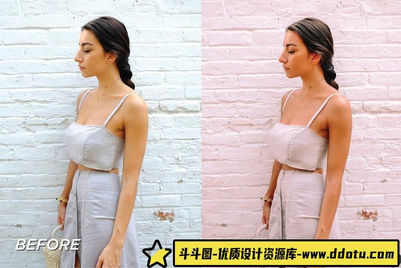 人像LR预设风时尚玫瑰粉色调人像预设+移动调色滤镜lr预设ps滤镜pr调色lightroom人像lut插件