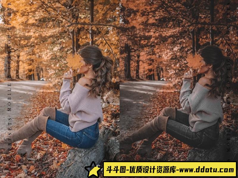 人像LR预设暗橙色情绪人像胶片预设和移动预设lr预设ps滤镜pr调色lightroom人像lut插件