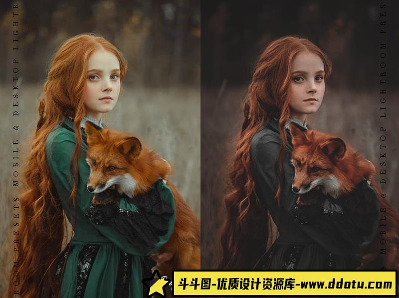 人像LR预设暗橙色情绪人像胶片预设和移动预设lr预设ps滤镜pr调色lightroom人像lut插件