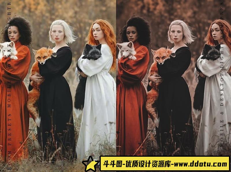 人像LR预设暗橙色情绪人像胶片预设和移动预设lr预设ps滤镜pr调色lightroom人像lut插件