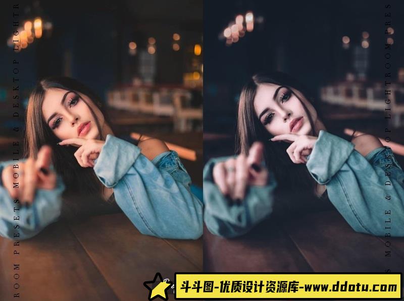 人像LR预设暗蓝色调街拍情绪人像预设预设lr预设ps滤镜pr调色lightroom人像lut插件