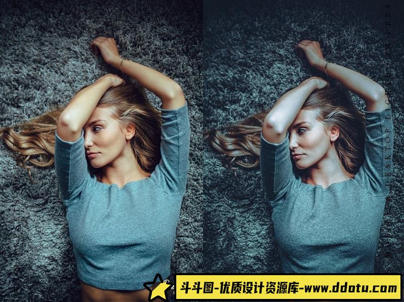 人像LR预设暗蓝色调街拍情绪人像预设预设lr预设ps滤镜pr调色lightroom人像lut插件