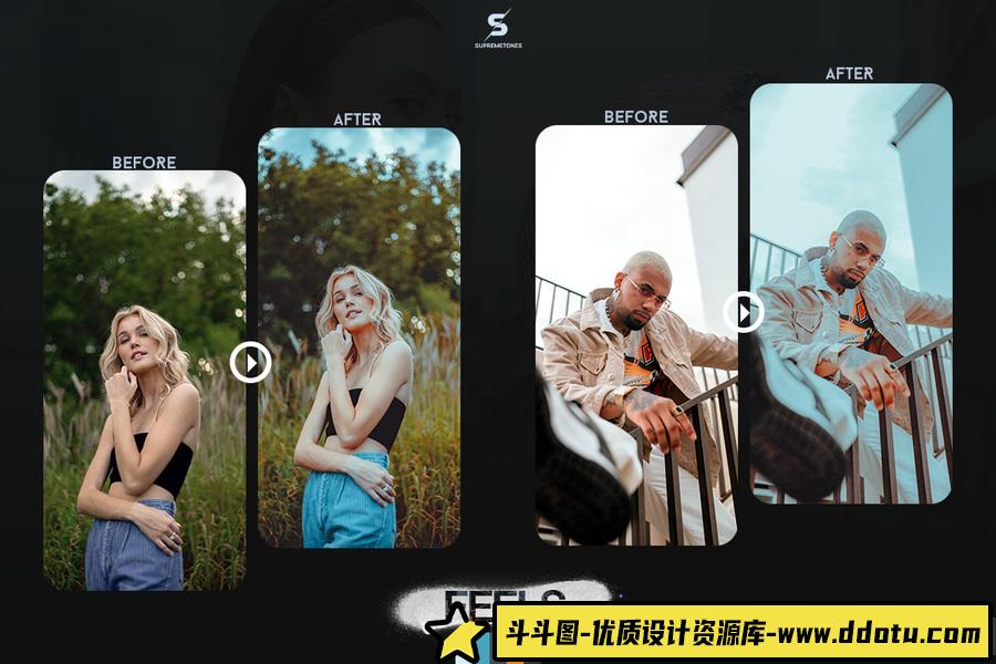 高端清新灰度电影人像颜色分级Lightroom预设Feels Lightroom Presets