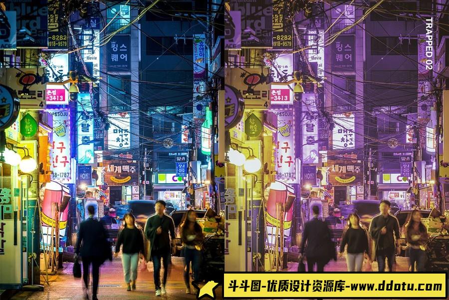 蒸汽波城市夜景怀旧胶片Lightroom预设及视频后期调色LUT预设
