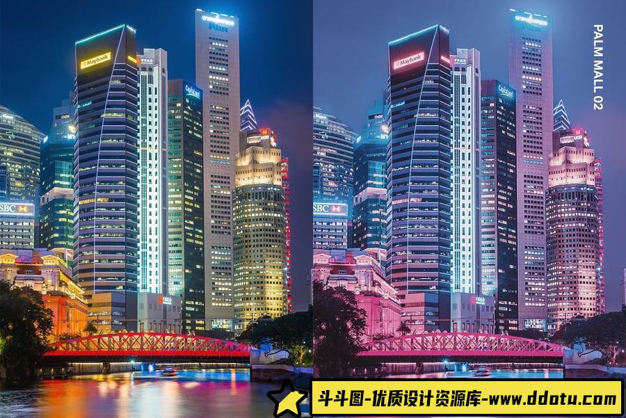蒸汽波城市夜景怀旧胶片Lightroom预设及视频后期调色LUT预设