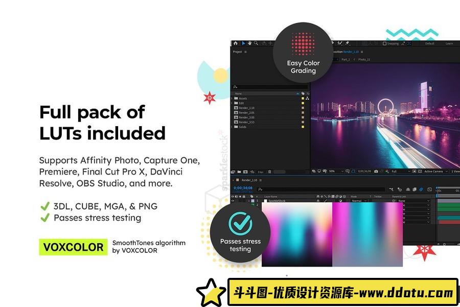 蒸汽波城市夜景怀旧胶片Lightroom预设及视频后期调色LUT预设