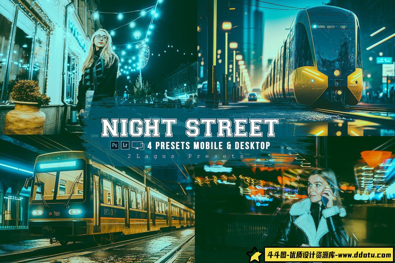 [风光LR预设]街拍夜景电影风格Lightroom预设 Night Street 4 Lightroom Presets-斗斗图