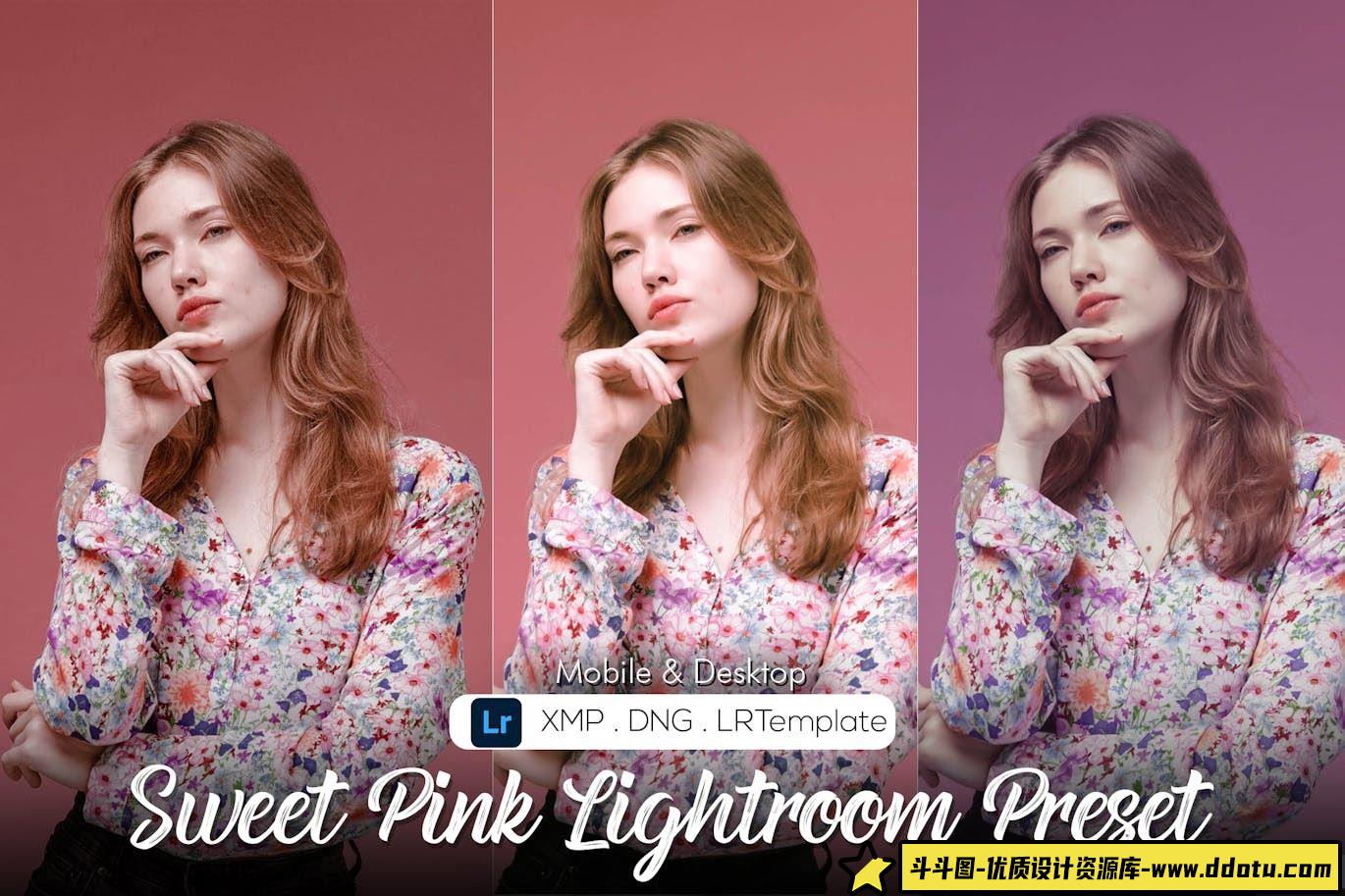 粉彩人像后期调色Lightroom预设 Sweet Pink Lightroom Preset-斗斗图