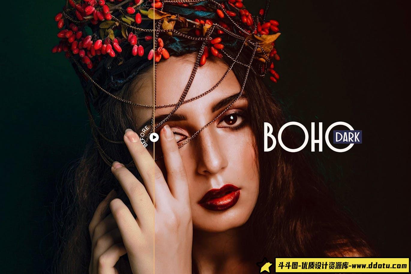 波西米亚情绪影视肖像LR预设 Dark Boho LR预设-斗斗图