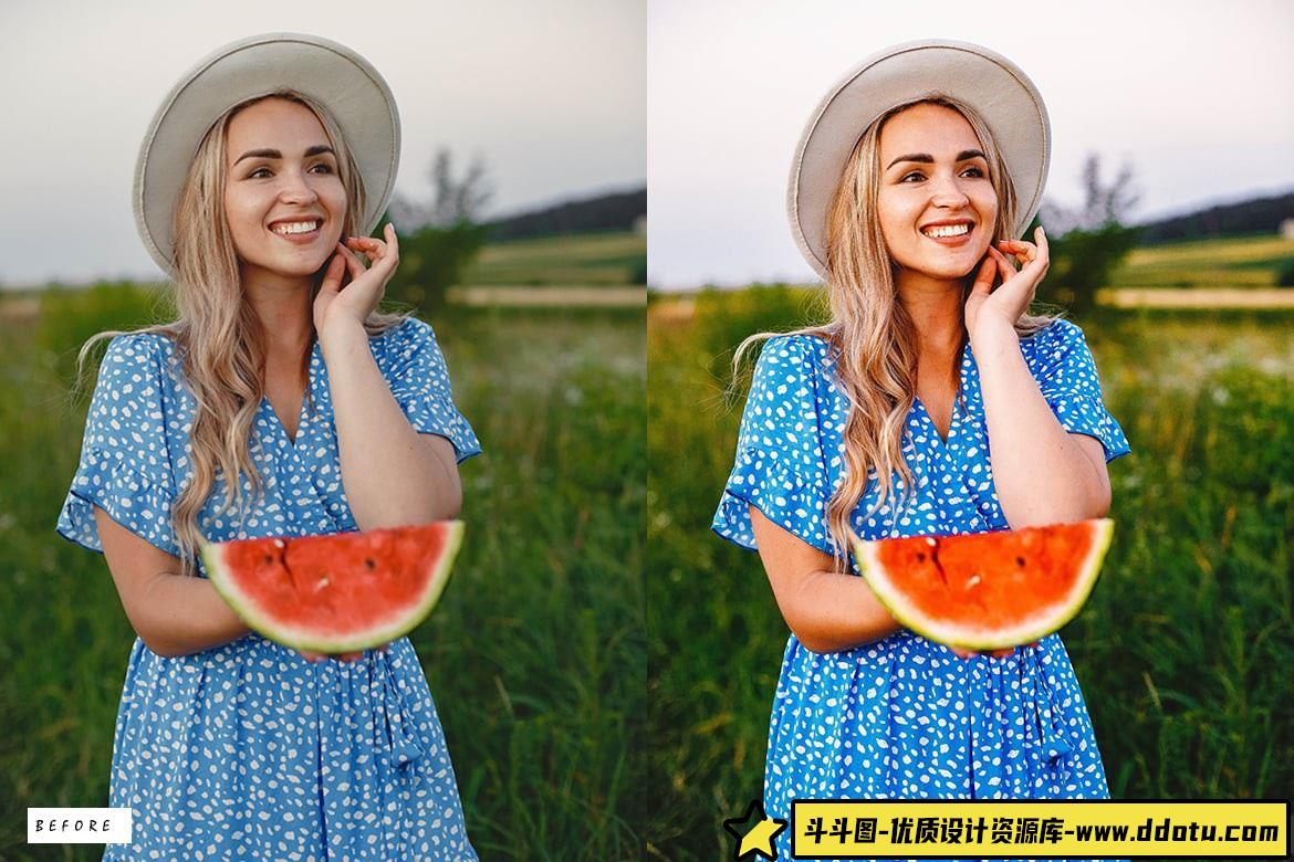 温暖明亮的胶片人像LR预设：Gold Santorini Lightroom效果尽在掌握！