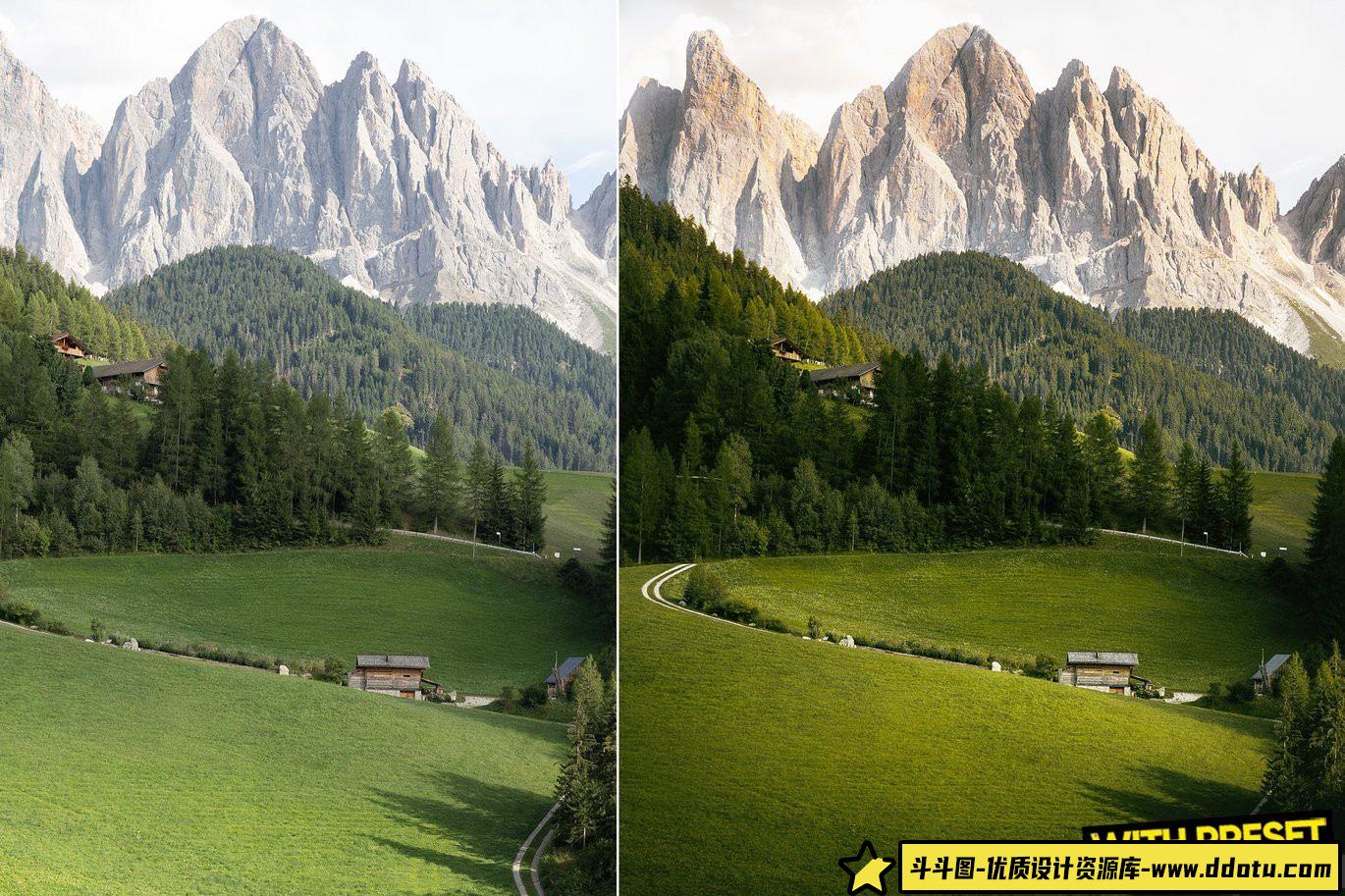 探索ARTA – 多洛米蒂风光LR预设，打造完美旅拍电影调色效果