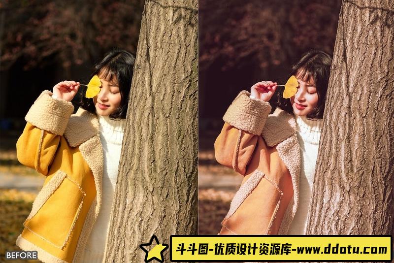 人像LR预设自然黄色调电影人像预设滤镜lr预设ps滤镜pr调色lightroom人像lut插件