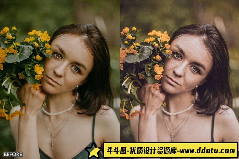 人像LR预设自然黄色调电影人像预设滤镜lr预设ps滤镜pr调色lightroom人像lut插件