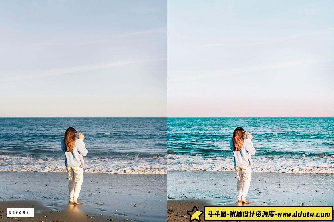 复古电影风格旅拍LR预设：海滩博主调色方案