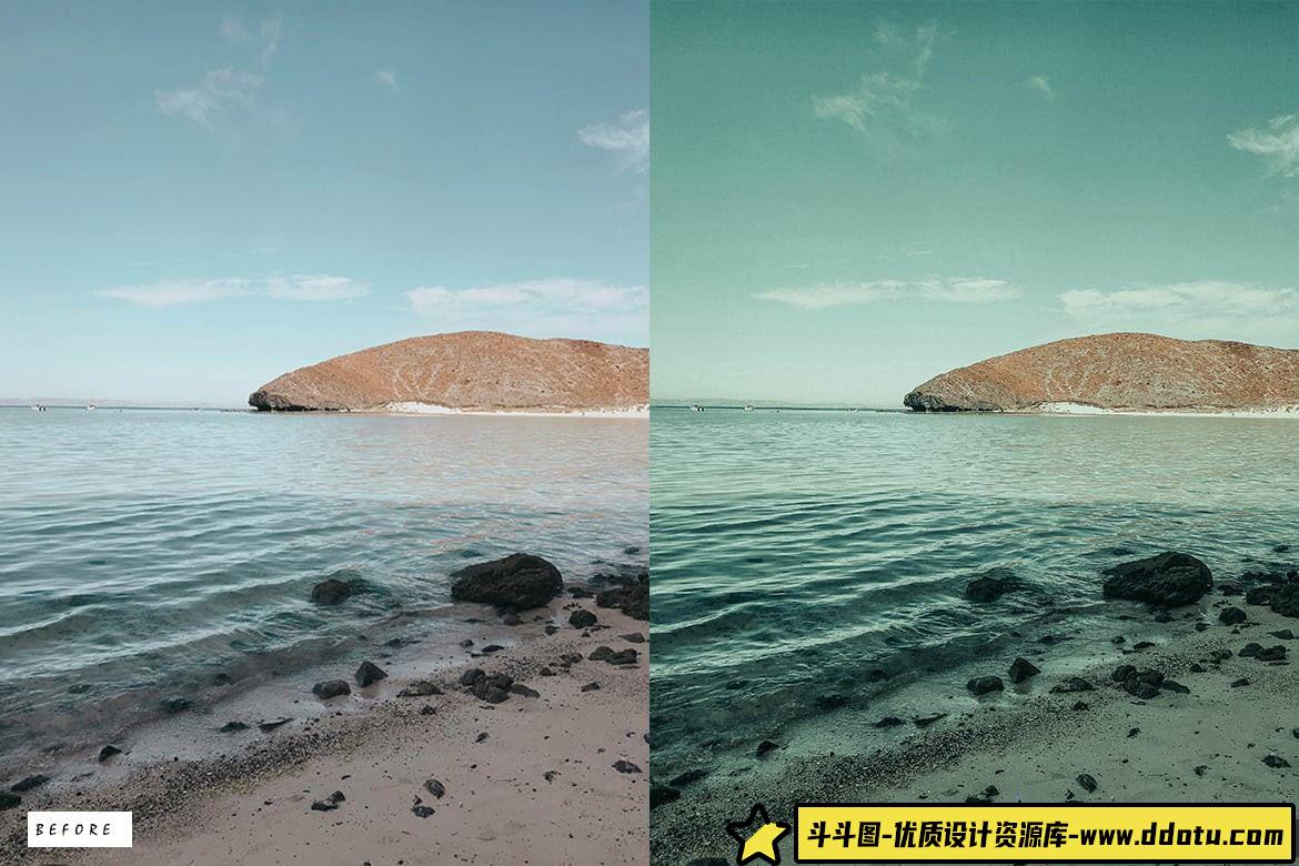 复古电影风格旅拍LR预设：海滩博主调色方案